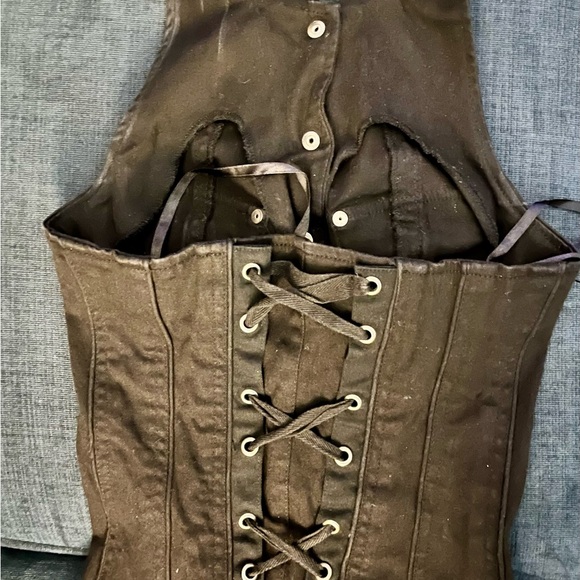 Tripp NYC Black Denim Corset-Back Halter Top - Picture 5 of 5